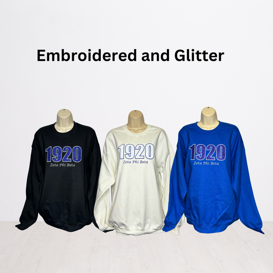 1920 Embroidered Glitter Sweatshirt