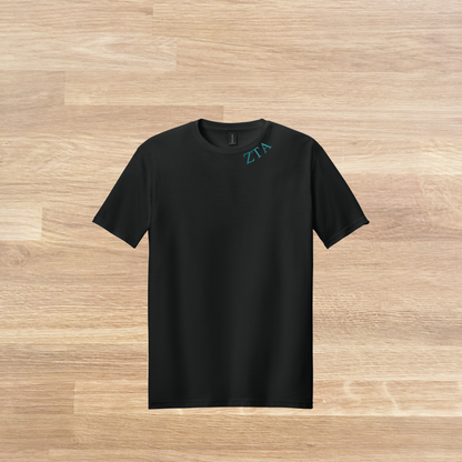 Zeta Tau Alpha Collared Embroidered  T-Shirt, Minimalist T-Shirt