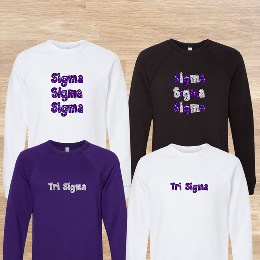 Sigma Sigma Sigma Faux Embroidered Sequins Sweatshirt