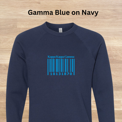 Kappa Kappa Gamma Barcode with Founders Date Sweatshirt