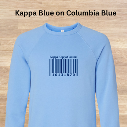 Kappa Kappa Gamma Barcode with Founders Date Sweatshirt