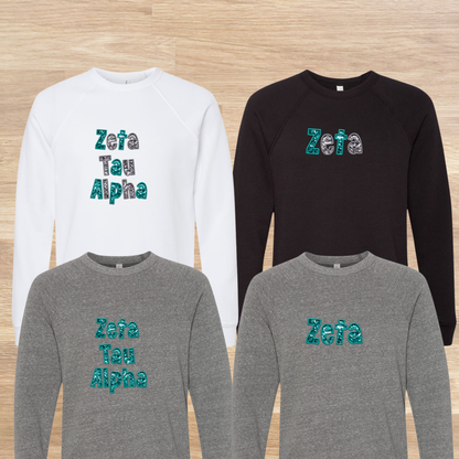 Zeta Tau Alpha Faux Embroidered Sequins Sweatshirt