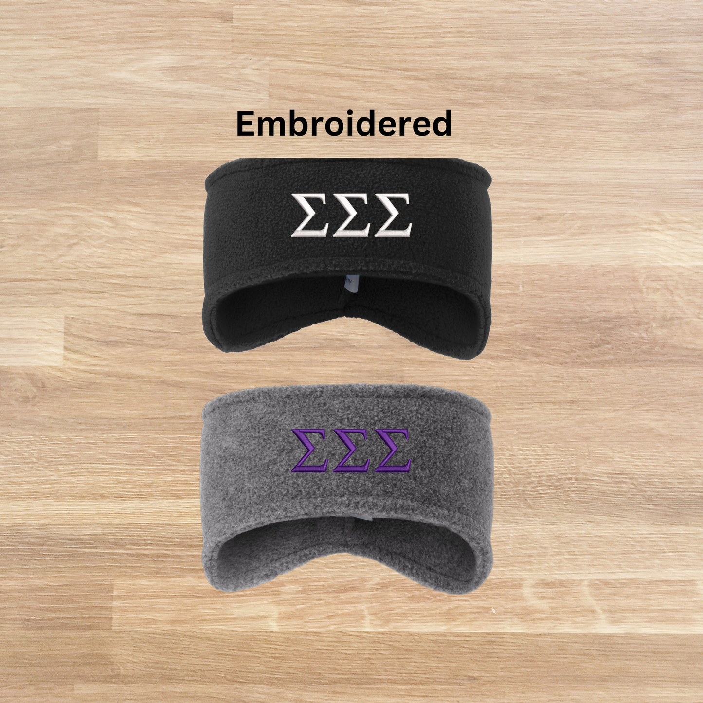 Sigma Sigma Sigma Embroidered Fleece Headband