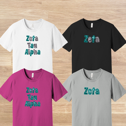 Zeta Tau Alpha Faux Embroidered Sequins T-Shirt