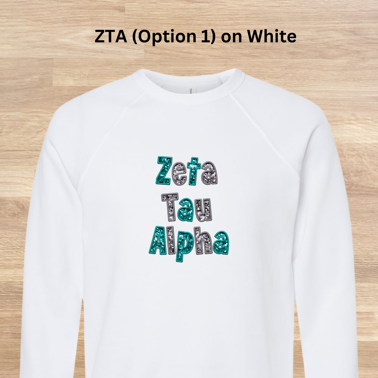 Zeta Tau Alpha Faux Embroidered Sequins Sweatshirt