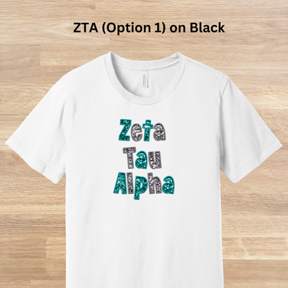 Zeta Tau Alpha Faux Embroidered Sequins T-Shirt