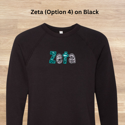 Zeta Tau Alpha Faux Embroidered Sequins Sweatshirt