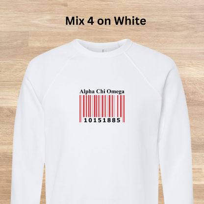 Alpha Chi Omega Barcode with Founders Date Sweatshirt