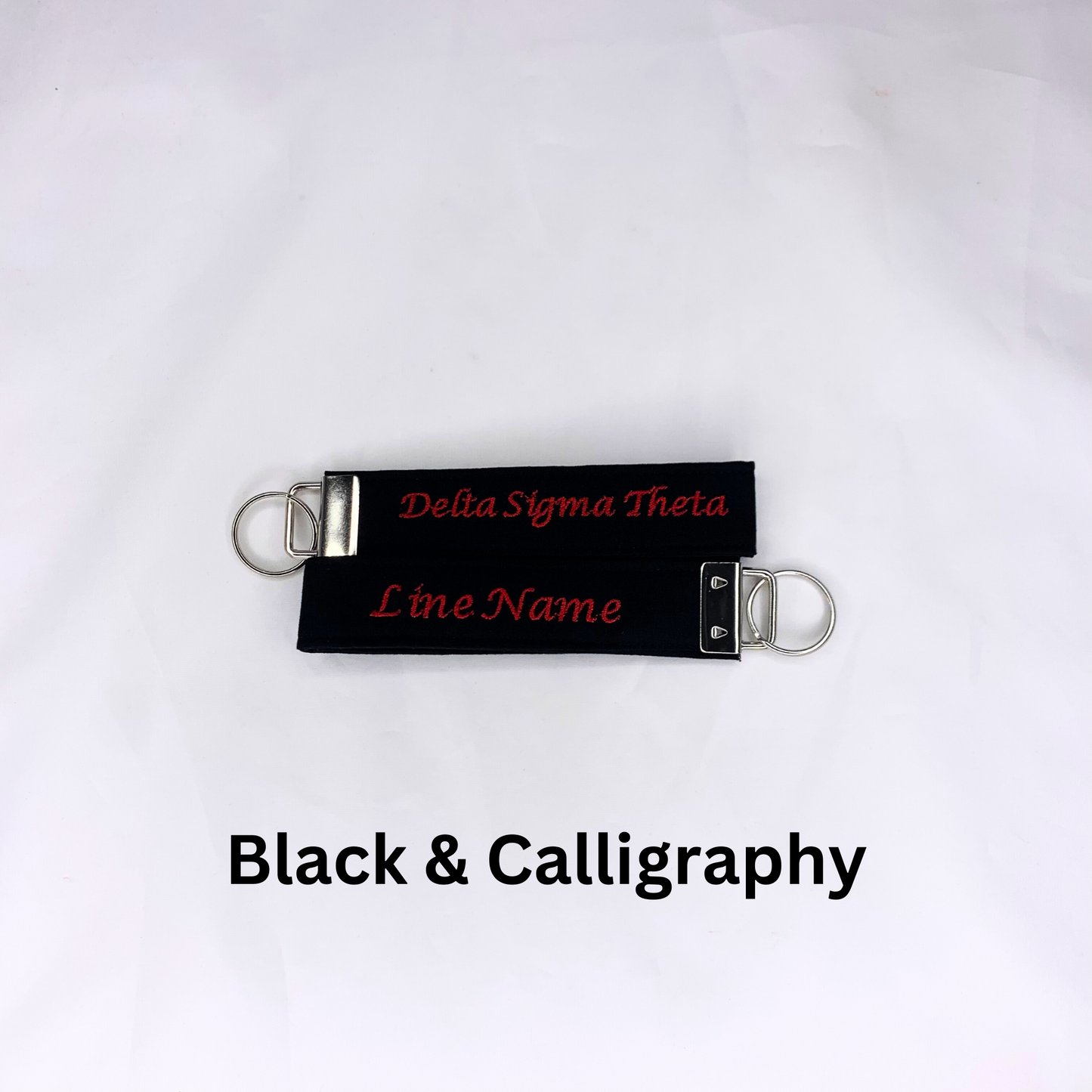 Delta Sigma Theta Red and White Personalized Embroidered Key fob