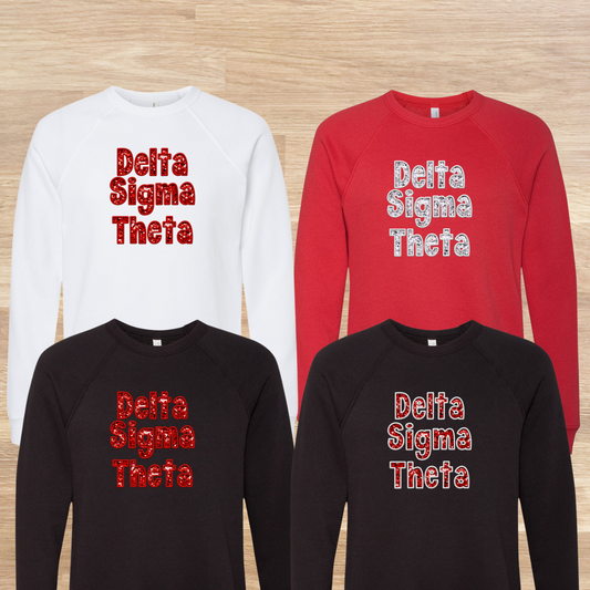Delta Sigma Theta Faux Embroidered Sequins Sweatshirt