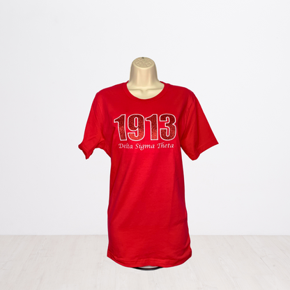 1913 Delta Sigma Theta Embroidered Glitter T-Shirt