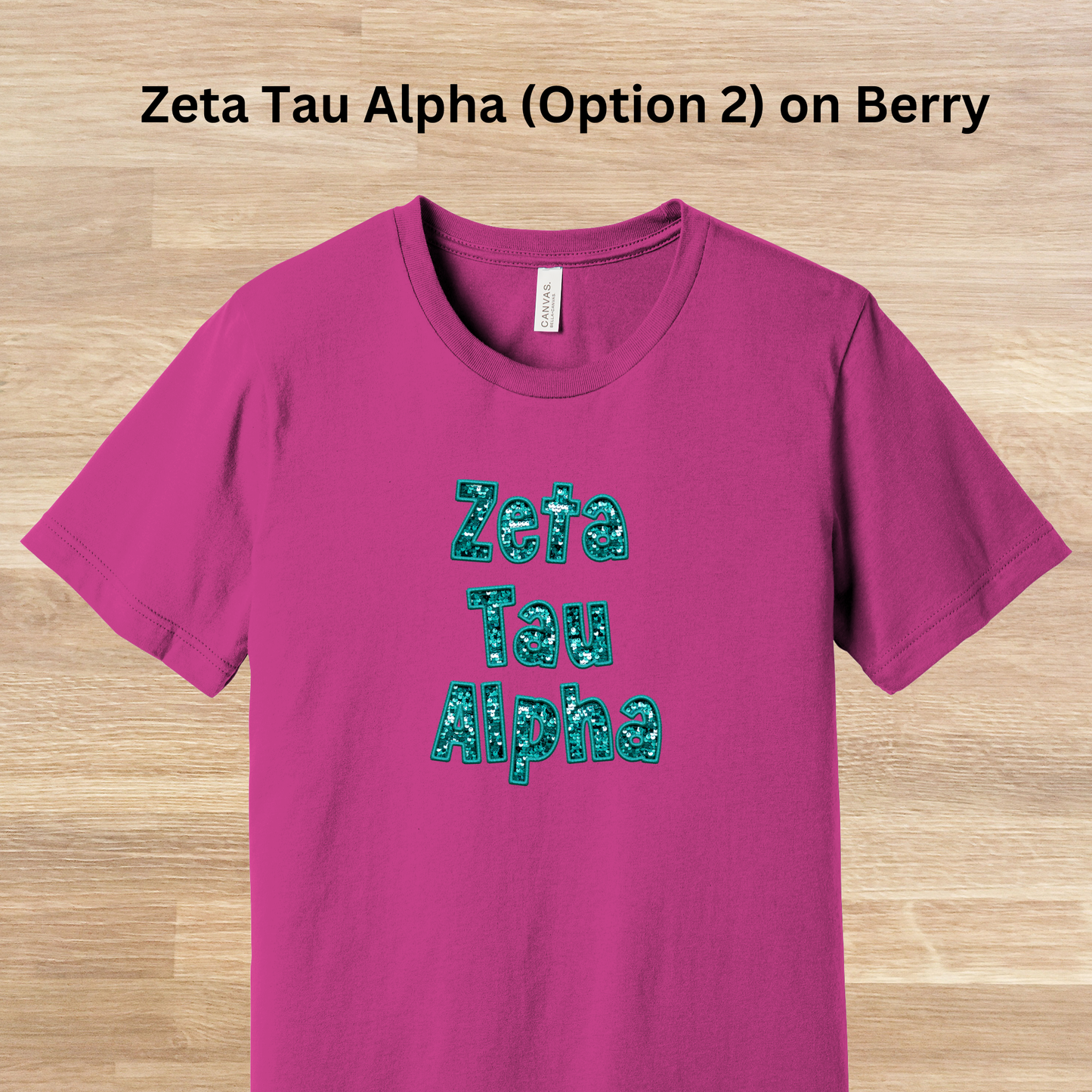 Zeta Tau Alpha Faux Embroidered Sequins T-Shirt