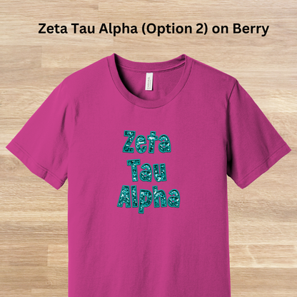 Zeta Tau Alpha Faux Embroidered Sequins T-Shirt