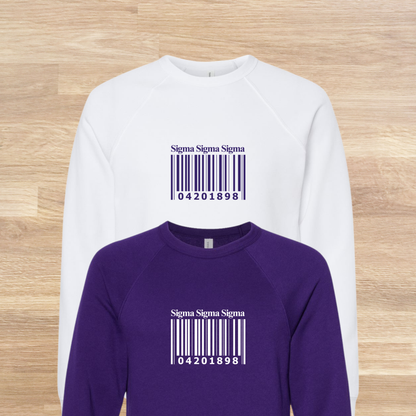 Sigma Sigma Sigma Barcode with Founders Date Sweatshirt