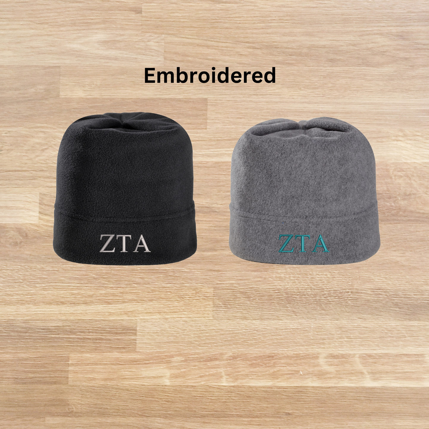 Zeta Tau Alpha Embroidered Fleece Hat Beanie