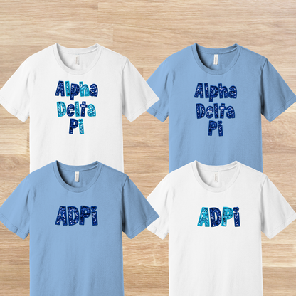 Alpha Delta Pi Faux Embroidered Sequins T-Shirt