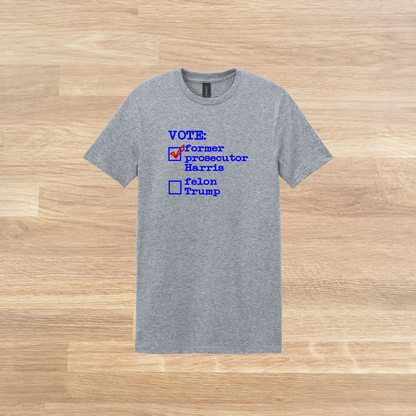 Former Prosecutor vs Felon, Kamala Harris for President 2024 T-shirt