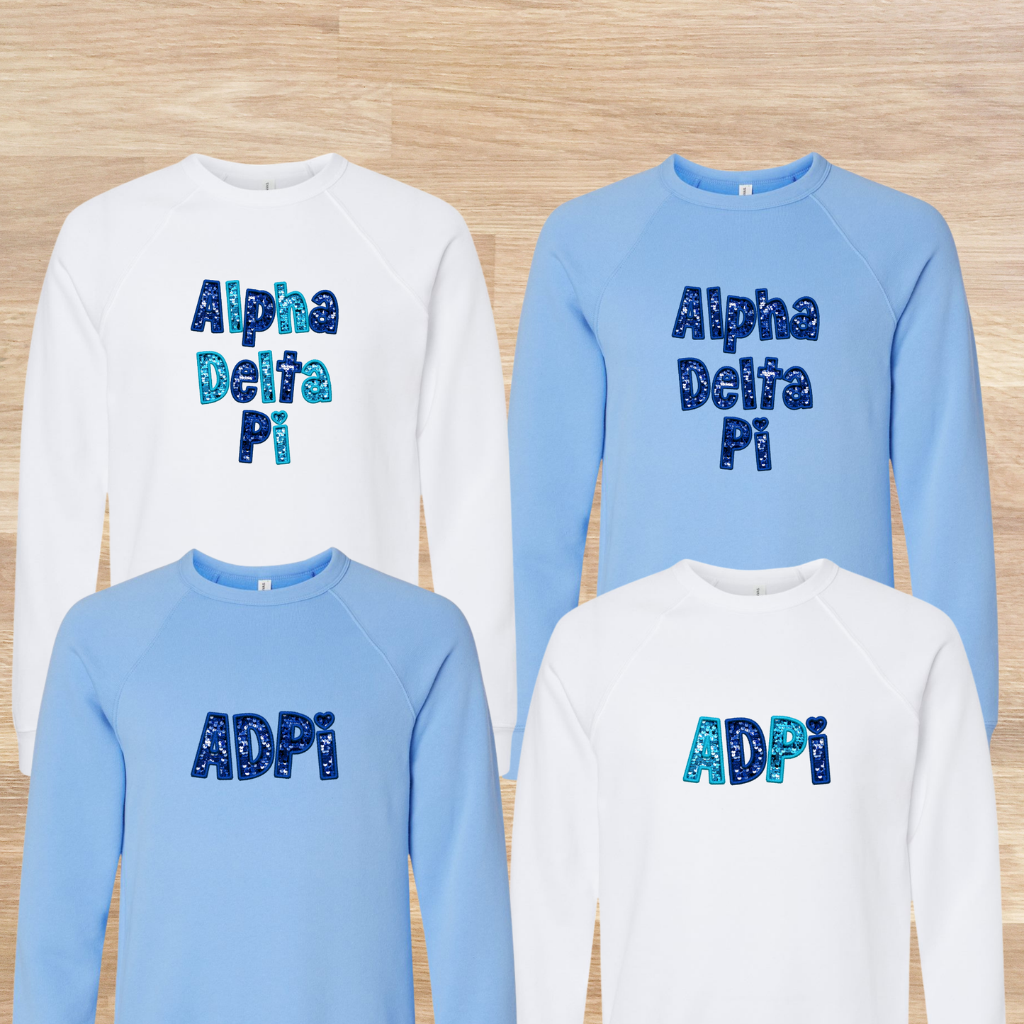 Alpha Delta Pi Faux Embroidered Sequins Sweatshirt