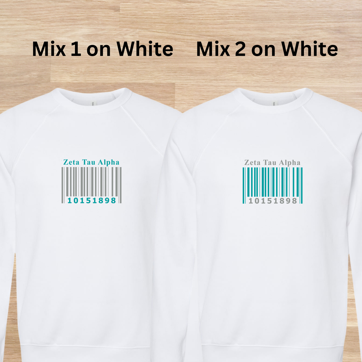 Zeta Tau Alpha Barcode with Founders Date Sweatshirt