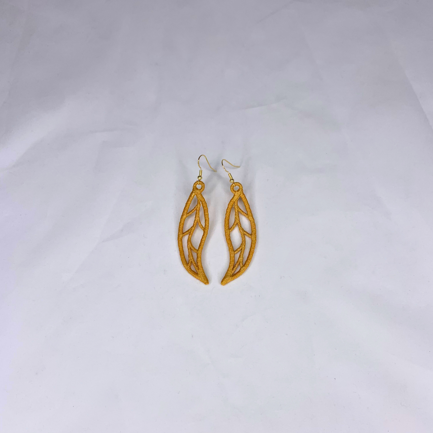Long Leaves Embroidered Earrings