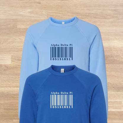 Alpha Delta Pi Barcode with Founders Date Sweatshirt