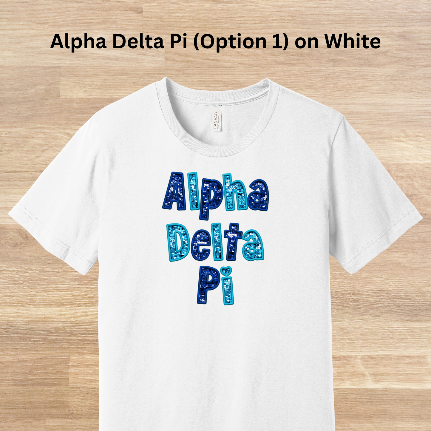 Alpha Delta Pi Faux Embroidered Sequins T-Shirt