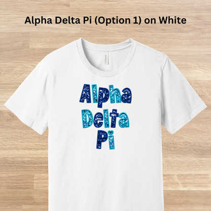 Alpha Delta Pi Faux Embroidered Sequins T-Shirt