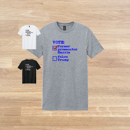 Former Prosecutor vs Felon, Kamala Harris for President 2024 T-shirt