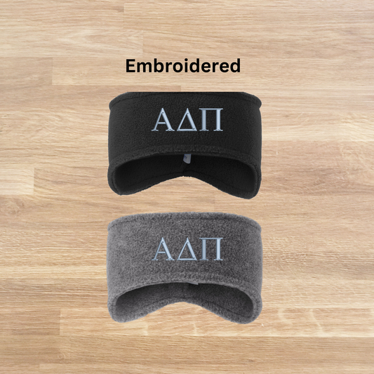 Alpha Delta Pi Embroidered Fleece Headband