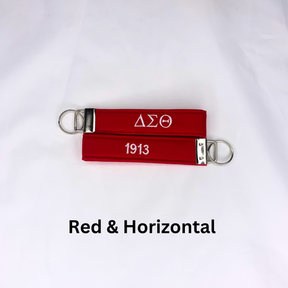 Delta Sigma Theta Red and White Embroidered Key fob